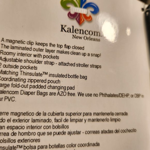 Diaper Bag NEW - Laminated Buckle Bag Fleur-De-Lis Baby Kalencom BNWT FAST SHIP - Picture 13 of 14